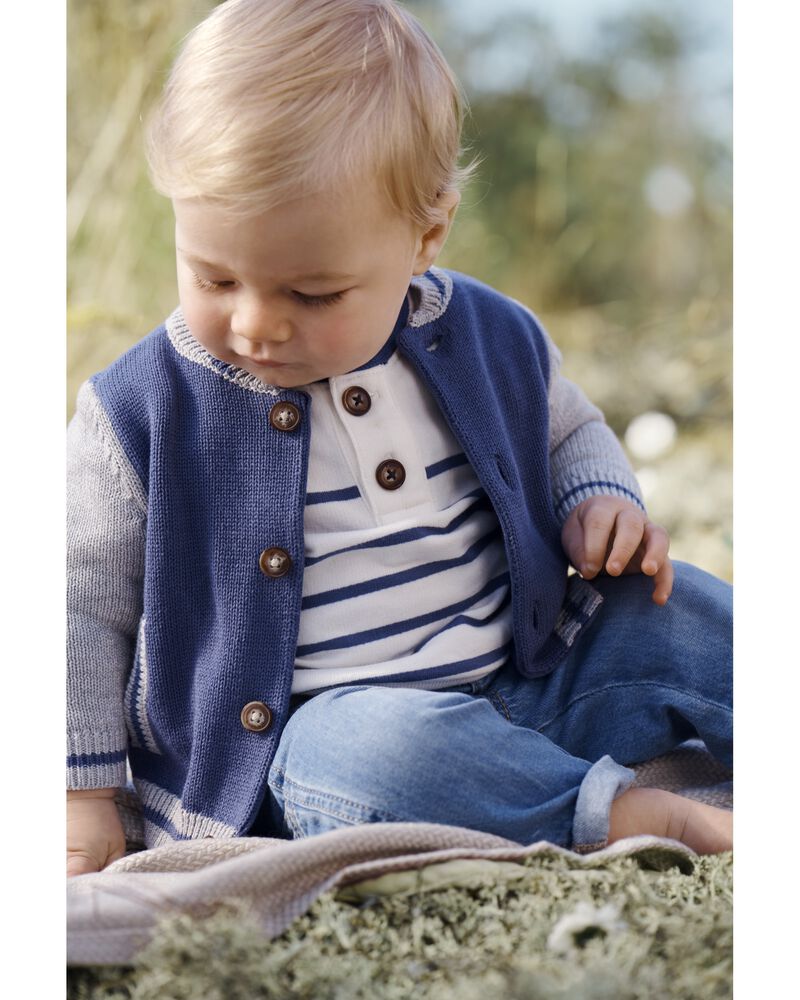 Baby Sweater Knit Varsity Jacket, image 2 of 4 slides