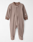 Baby Organic Cotton Sleep & Play in Brown Stripes, image 1 of 5 slides