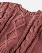 Baby Organic Cotton Cable Knit Sweater in Copper, image 2 of 4 slides