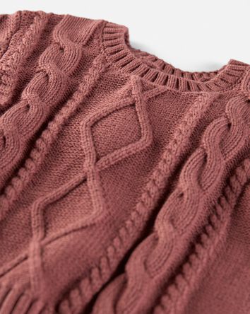 Baby Organic Cotton Cable Knit Sweater in Copper, 