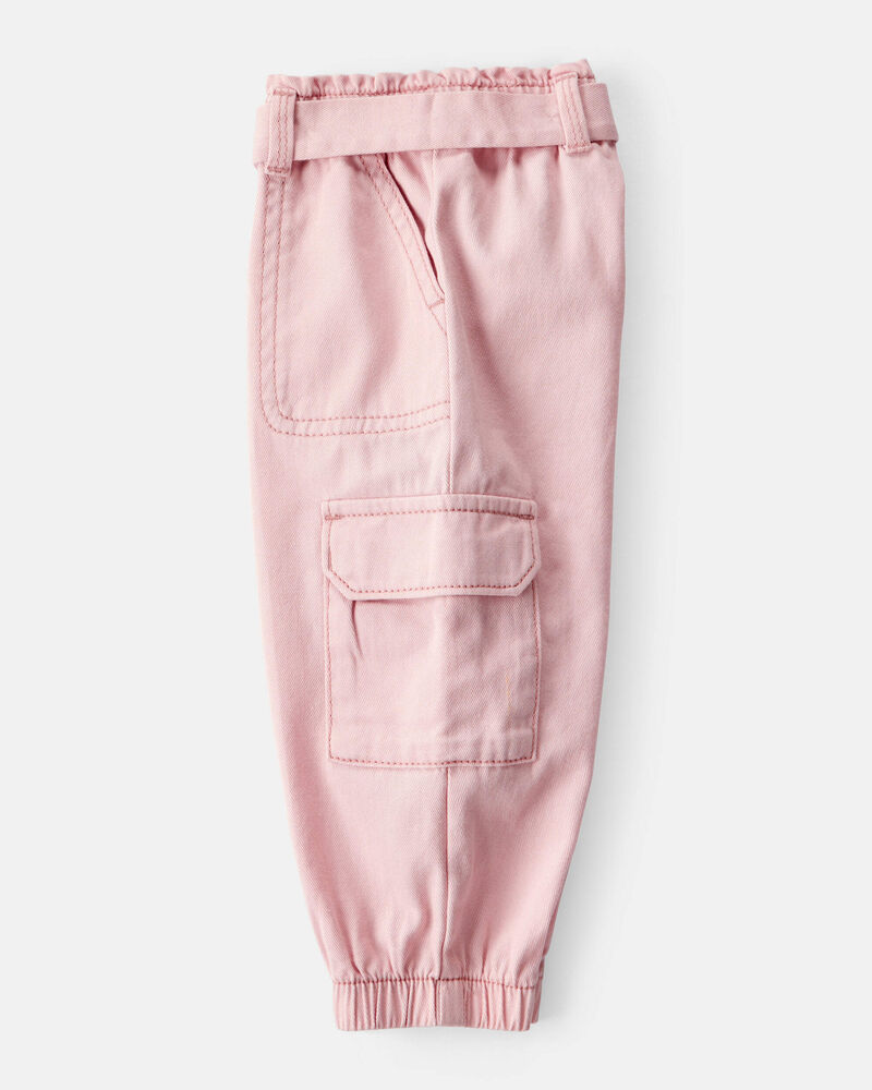 Baby Girl Cotton Cargo Joggers - Pink, image 3 of 5 slides