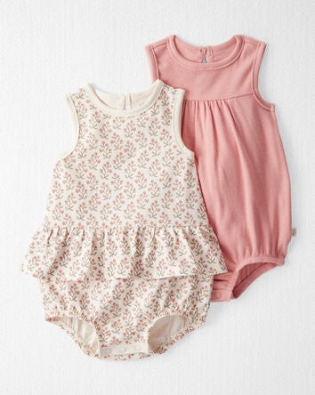 Baby 2-Pack Organic Cotton Bubble Rompers, 