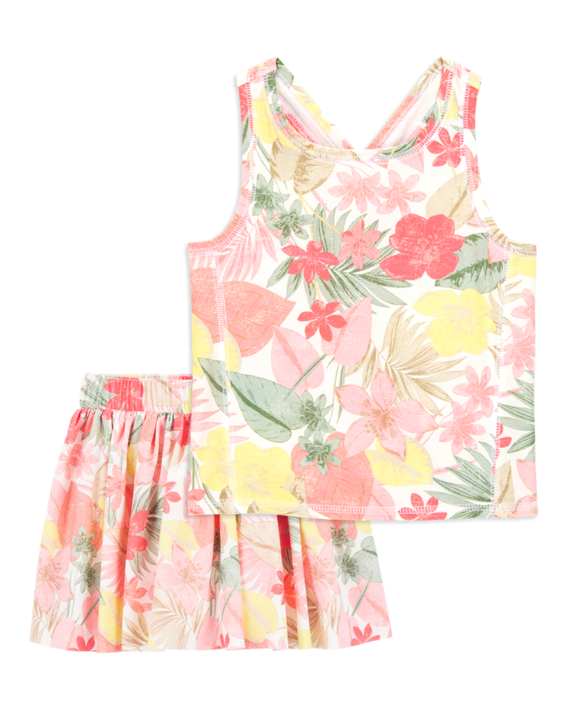 Kid 2-Piece Floral Active Racerback Tank & Skort Set, image 1 of 7 slides