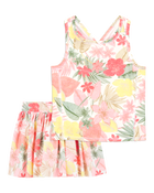 Kid 2-Piece Floral Active Racerback Tank & Skort Set, image 1 of 7 slides