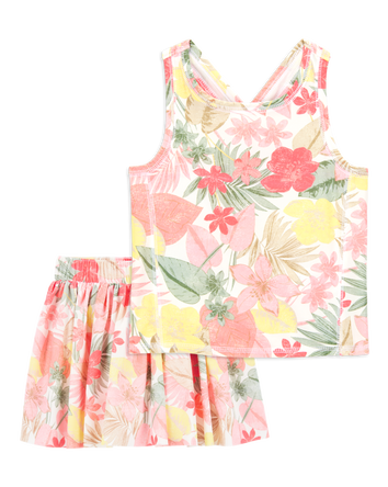Kid 2-Piece Floral Active Racerback Tank & Skort Set, 
