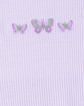 Girls Butterfly Loose Fit 2-Piece Pajamas - Purple, 