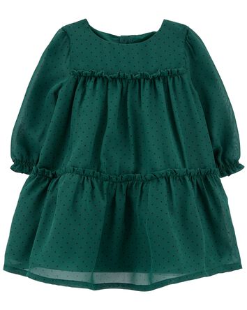 Baby Tiered Crepe Holiday Dress, 