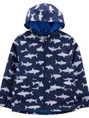 Navy - Kid Shark Color-Changing Rain Jacket