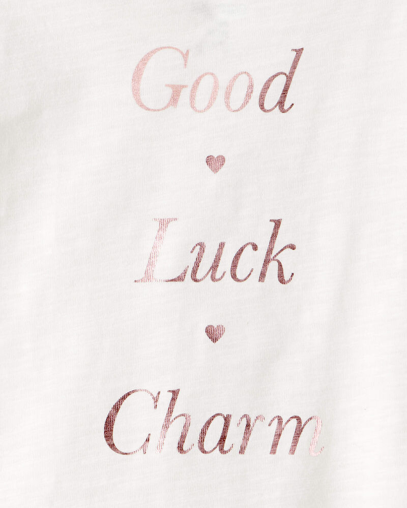 Girls Good Luck Charm Cotton Short-Sleeve Graphic Tee - White, image 5 of 6 slides