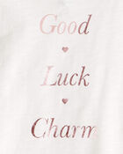 Girls Good Luck Charm Cotton Short-Sleeve Graphic Tee - White, image 5 of 6 slides