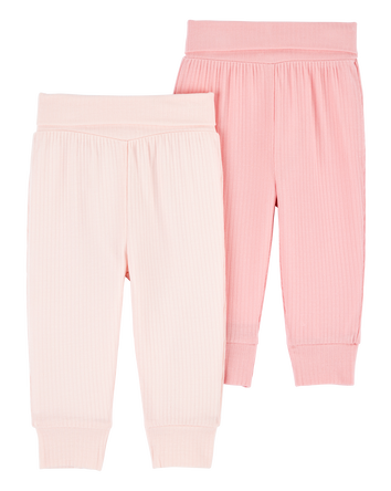 Baby Girl 2-Pack PurelySoft Pull-On Pants - Pink, 