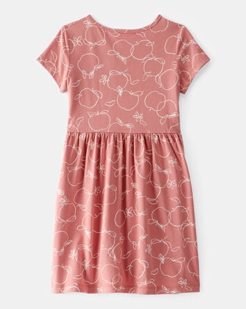 Girls Apple Print Short-Sleeve Dress - Red, 