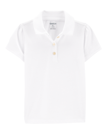 Toddler Pique Uniform Polo Shirt -  White, 