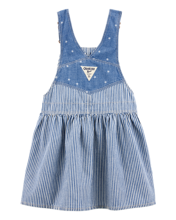 Toddler Chambray Striped Jumper Dress - Blue, 