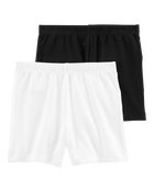Kid 2-Pack Black/White Bike Shorts, image 1 of 3 slides