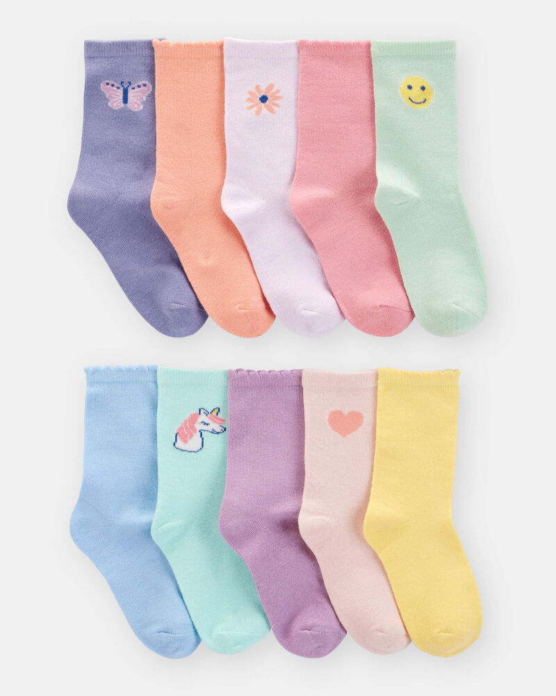 Girls 10-Pack Crew Socks, image 1 of 2 slides