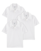 Kid 3-Pack Pique Uniform Polo Shirts - White, image 1 of 5 slides