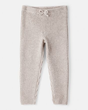 Toddler Girl Ribbed Sweater Knit Pants - Cream, 