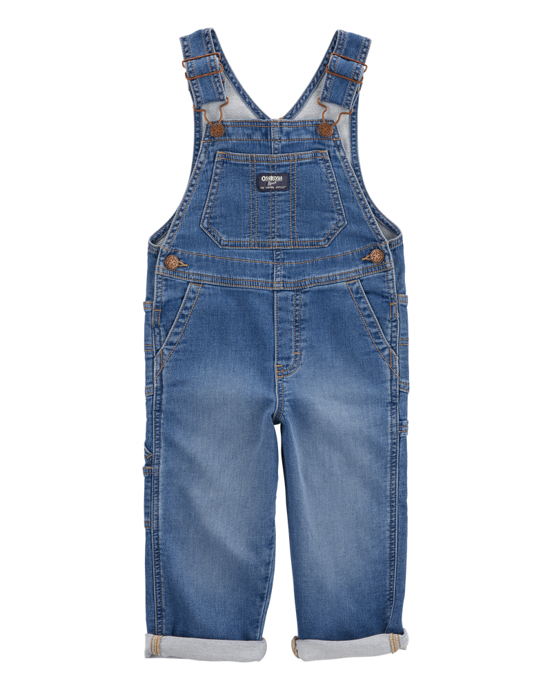 Toddler Stretch Denim Overalls - Medium Wash, image 1 of 5 slides