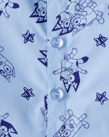 Baby Boy Bluey Short-Sleeve Button-Front Shirt - Blue, 
