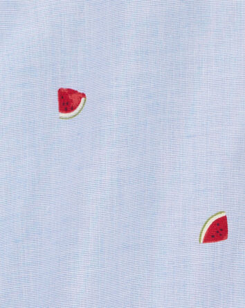 Baby Watermelon Print Button-Front Bodysuit, 