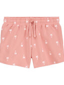 Coral - Kid Palm Tree Pull-On French Terry Shorts