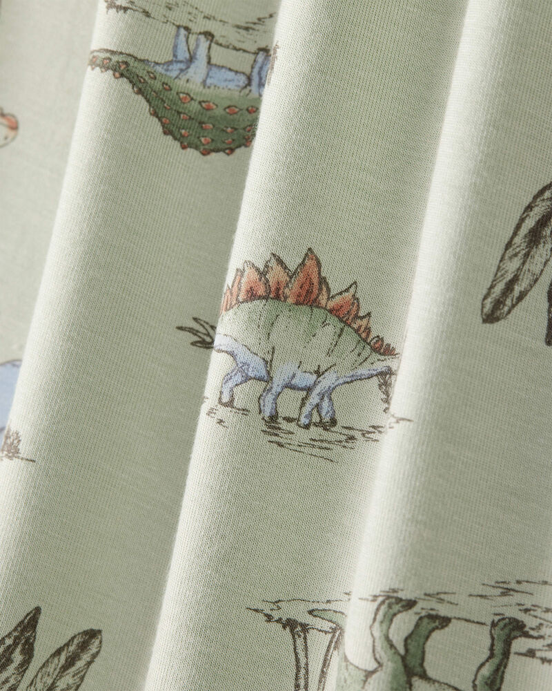 Boys Dinosaur Print PurelySoft Long-Sleeve 2-Piece Pajamas - Green, image 2 of 5 slides