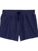 Navy - Kid Knit Denim Pull-On French Terry Shorts
