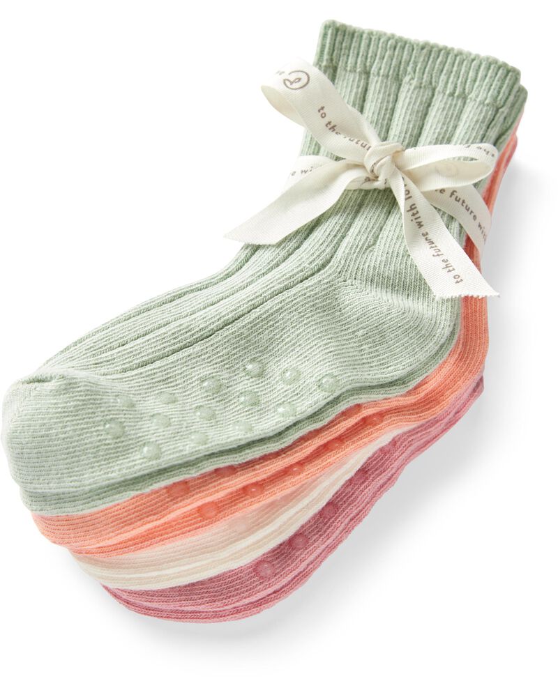 Toddler 4-Pack No-Slip Socks Made with Organic Cotton, image 2 of 3 slides