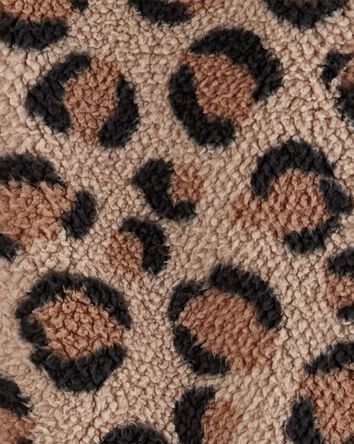 Leopard Sherpa Hooded Zip Jacket, 