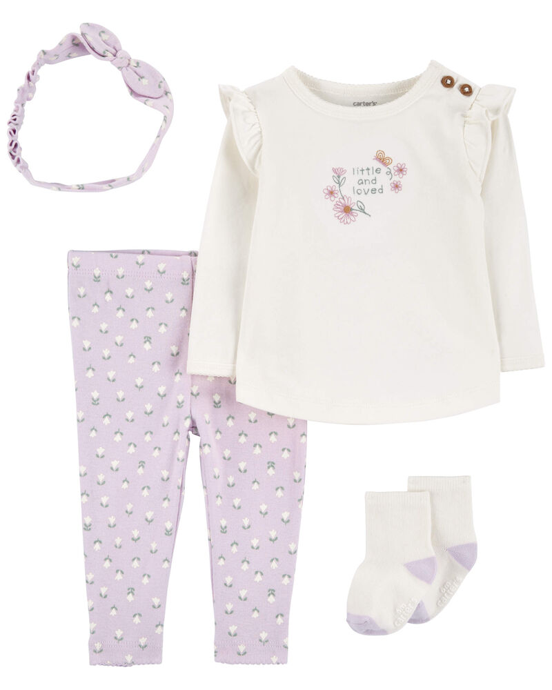 Baby 4-Piece Floral Outfit Set, image 1 of 3 slides