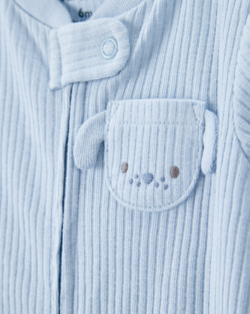 Baby Dog Pocket 2-Way Zip Ribbed Sleep & Play Pajamas - Blue, 