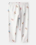 Baby Girl Cotton Floral Stretch Leggings - Grey, image 1 of 4 slides
