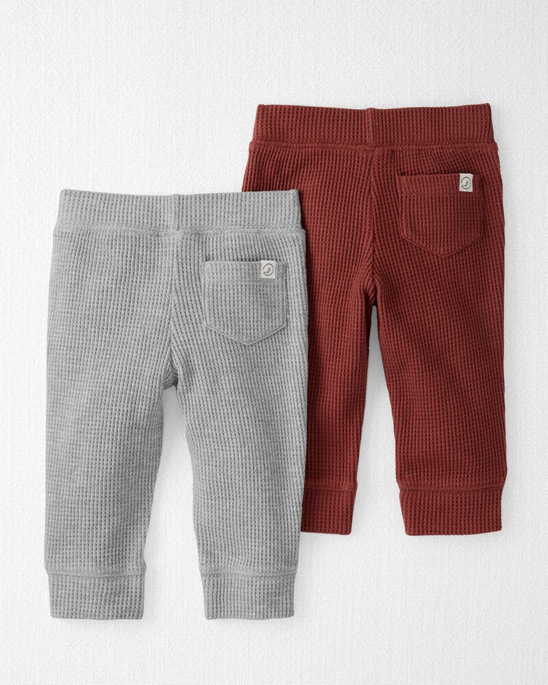 Baby 2-Pack Waffle Knit Pants Made With Organic Cotton, image 2 of 4 slides