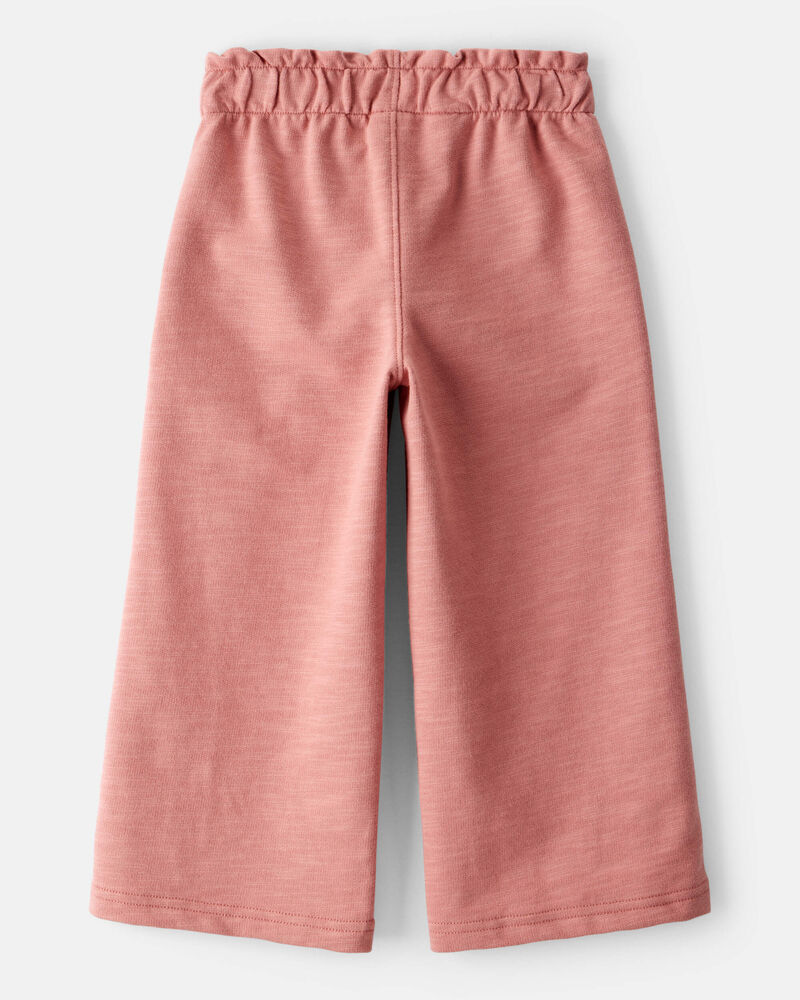 Toddler Girl 100% Cotton Wide-Leg Pants - Pink, image 2 of 4 slides