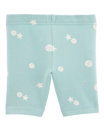 Baby Girl Sea Print Bike Shorts - Green, 