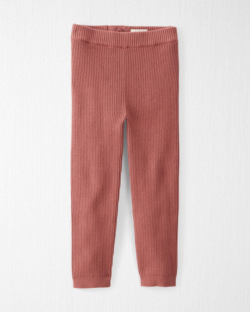 Toddler Organic Cotton Ribbed Sweater Knit Leggings in Rose, image 1 of 3 slides