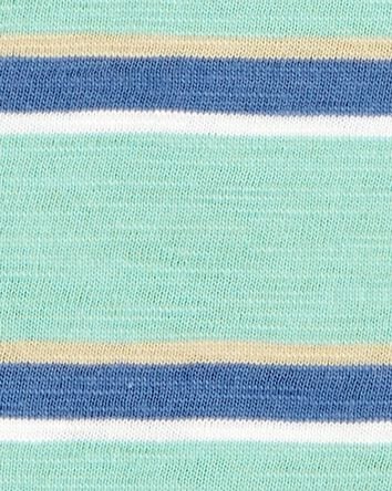 Toddler Striped Cotton Blend Short-Sleeve Henley - Green, 