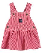 Baby Hickory Stripe Twill Jumper Dress, image 1 of 3 slides
