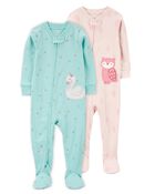 Toddler 2-Pack Cotton Rib 1-Piece Footie Pajamas, image 2 of 6 slides