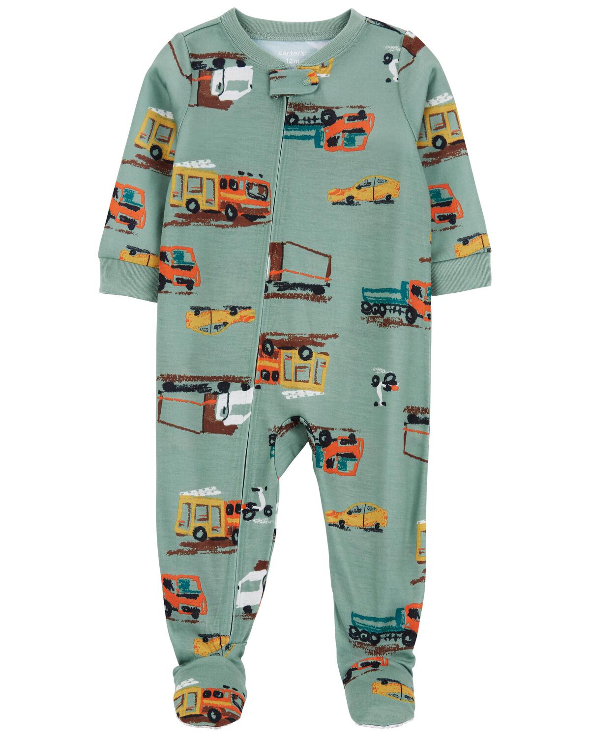 Green Baby 1Piece Construction Loose Fit Footie Pajamas