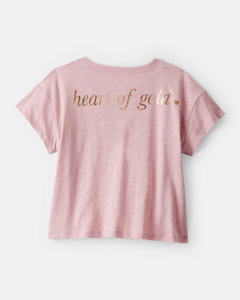 Girls Heart of Gold Cotton Short-Sleeve Graphic Tee - Pink, image 2 of 5 slides
