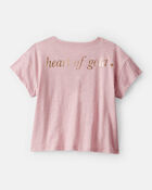Girls Heart of Gold Cotton Short-Sleeve Graphic Tee - Pink, image 2 of 5 slides