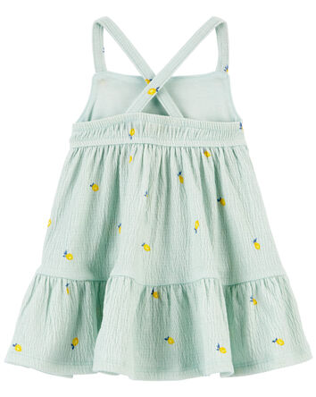 Baby Lemon Print Crinkle Jersey Dress, 