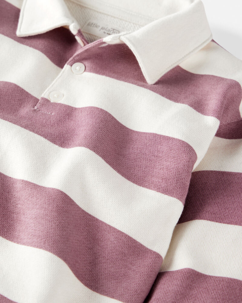 Boys Organic Cotton Henley Top in Stripes, image 2 of 5 slides
