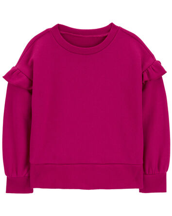 Flutter Sleeves Fleece Crew Neck Sweatshirt, 