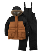 Kid 2-Piece Faux Fur Hooded Snowsuit Set, image 1 of 4 slides