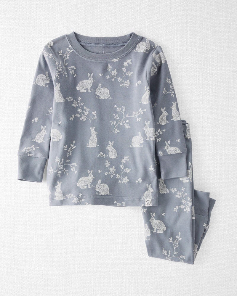 Baby Bunny Print Easter Organic Cotton 2-Piece Pajamas, image 1 of 4 slides