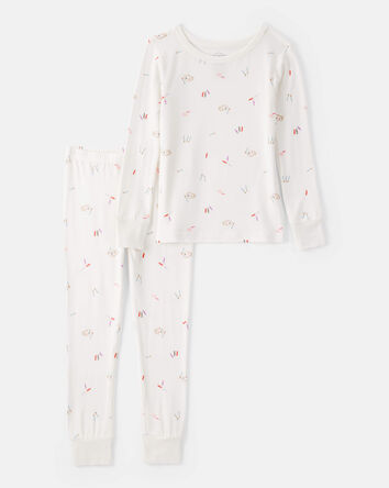 Toddler Girl Painting & Coloring Print PurelySoft Long-Sleeve 2-Piece Pajamas - Ivory, 