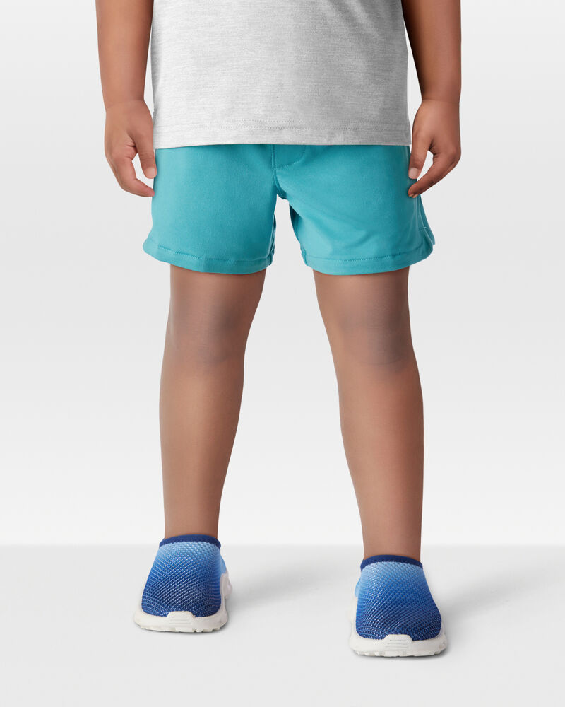 Toddler 2-Piece Active Raglan Tee & Pull-On Shorts Set - Grey/Teal, image 8 of 9 slides